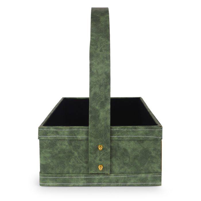 Green Leather Basket - Image 3